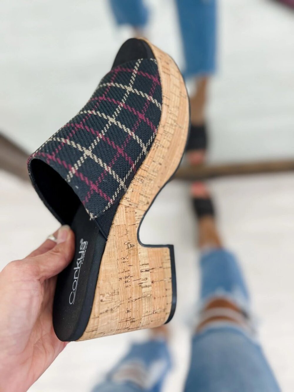 NEW WITH BOX - Corkys Totally Buggin Wedges in Black Plaid
